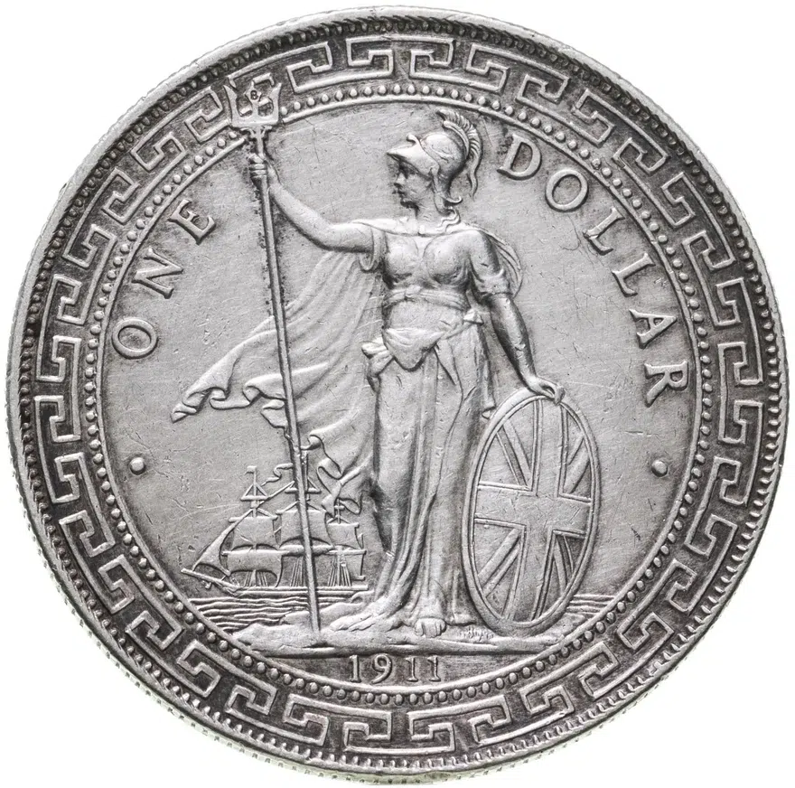 Великобритания 1 доллар (dollar) 1911  торговый доллар Великобритании (British Trade Dollar), реверс
