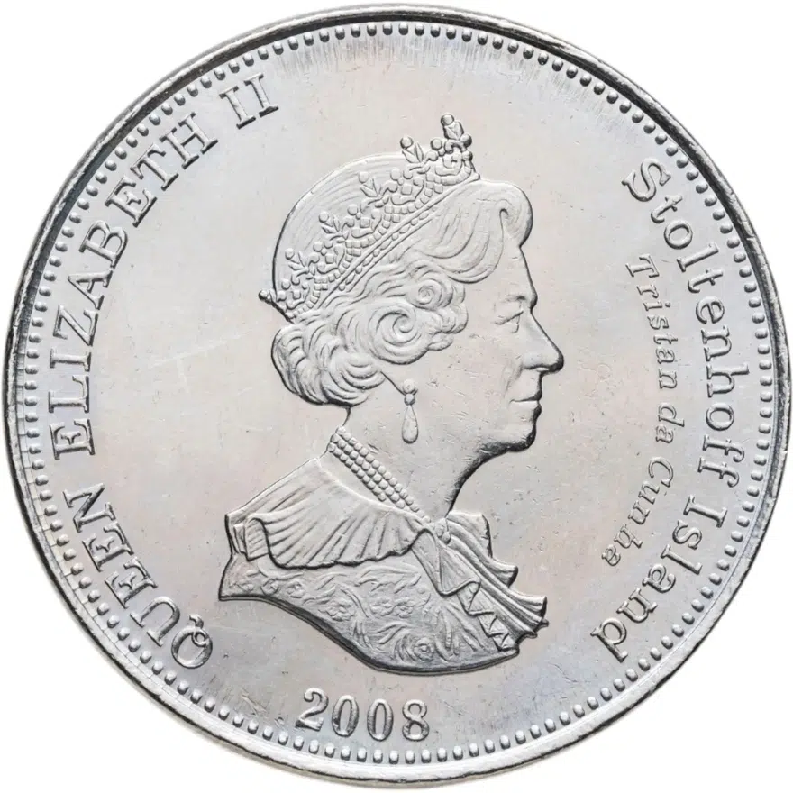 Тристан-да-Кунья 1 крона (crown) 2008  парусник, реверс