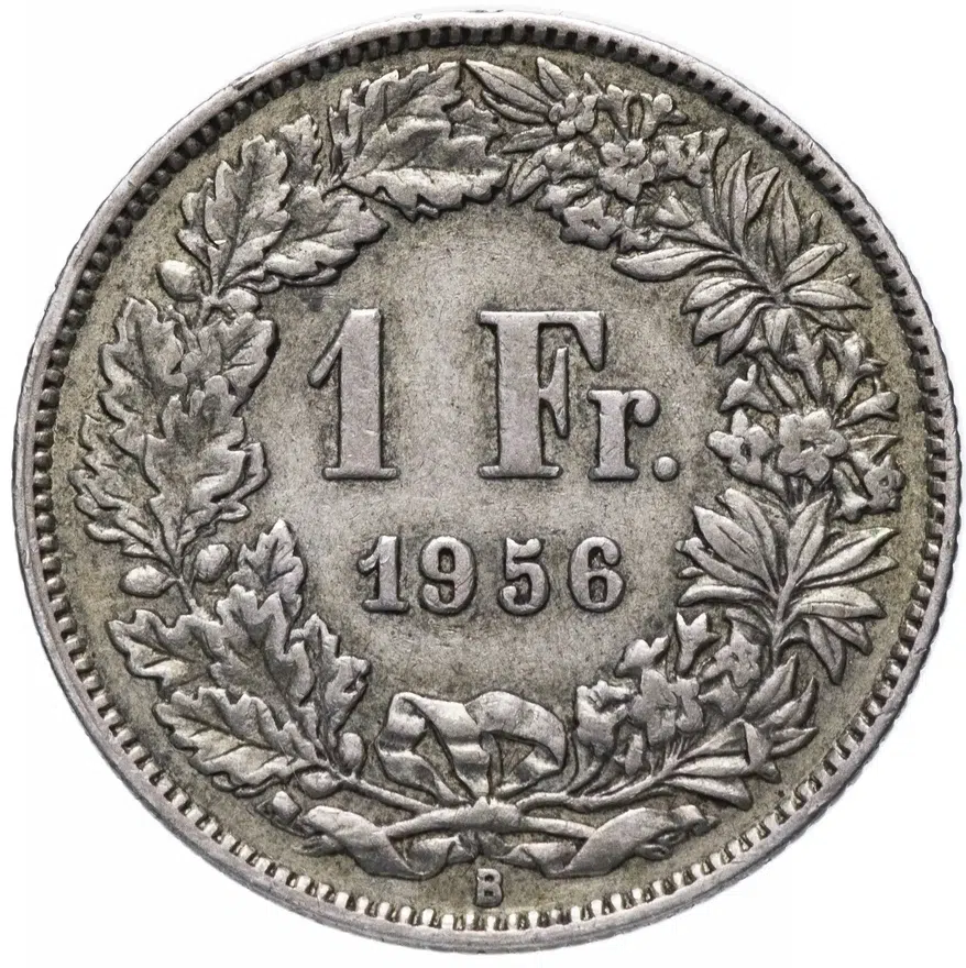 Швейцария 1 франк (franc) 1956, реверс