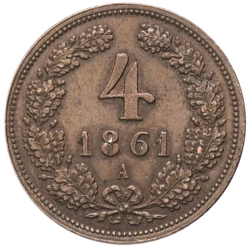 Австрия 4 крейцера (kreuzer) 1861 A