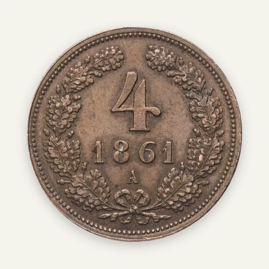Австрия 4 крейцера (kreuzer) 1861 A, реверс