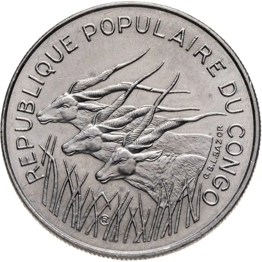 Республика Конго 100 франков (francs) 1971, аверс