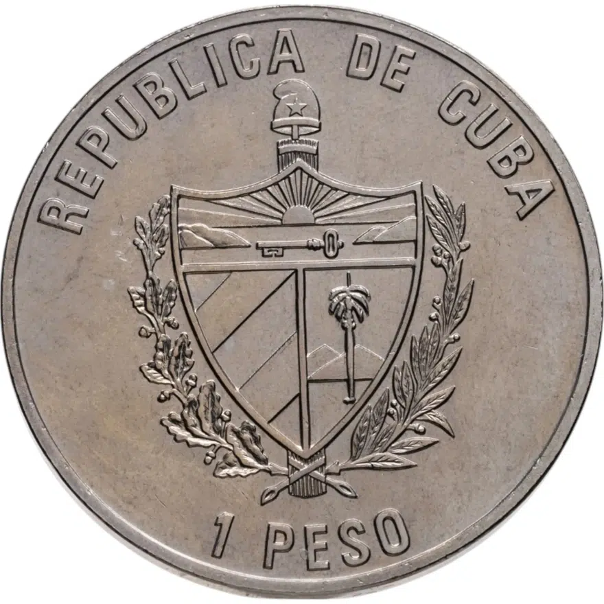 Куба 1 песо (peso) 1997  Визит Фиделя Кастро в Ватикан, реверс