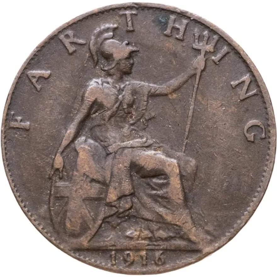 Великобритания 1 фартинг (farthing) 1916, аверс