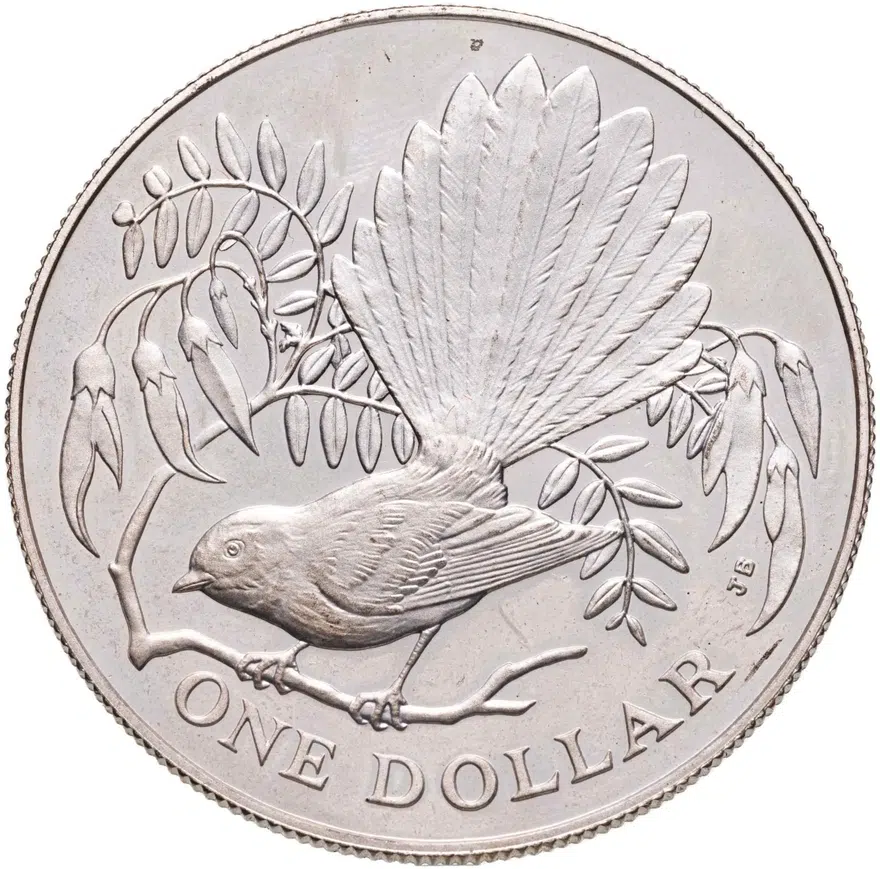 Новая Зеландия 1 доллар (dollar) 1980   "Птицы Новой Зеландии - Веерохвостка", реверс