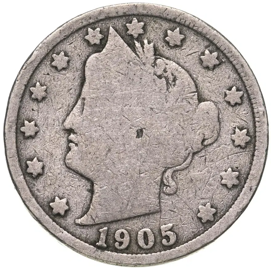 США 5 центов (cents) 1905  Liberty Nickel, реверс