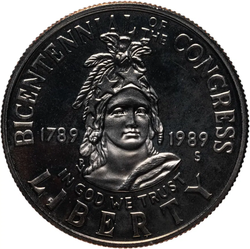 США 50 центов (1/2 доллара, half dollar) 1989 S Congress (200 лет Конгрессу США) знак монетного двора "S" - Сан-Франциско