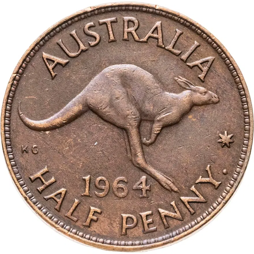 Австралия 1/2 пенни (penny) 1964, аверс