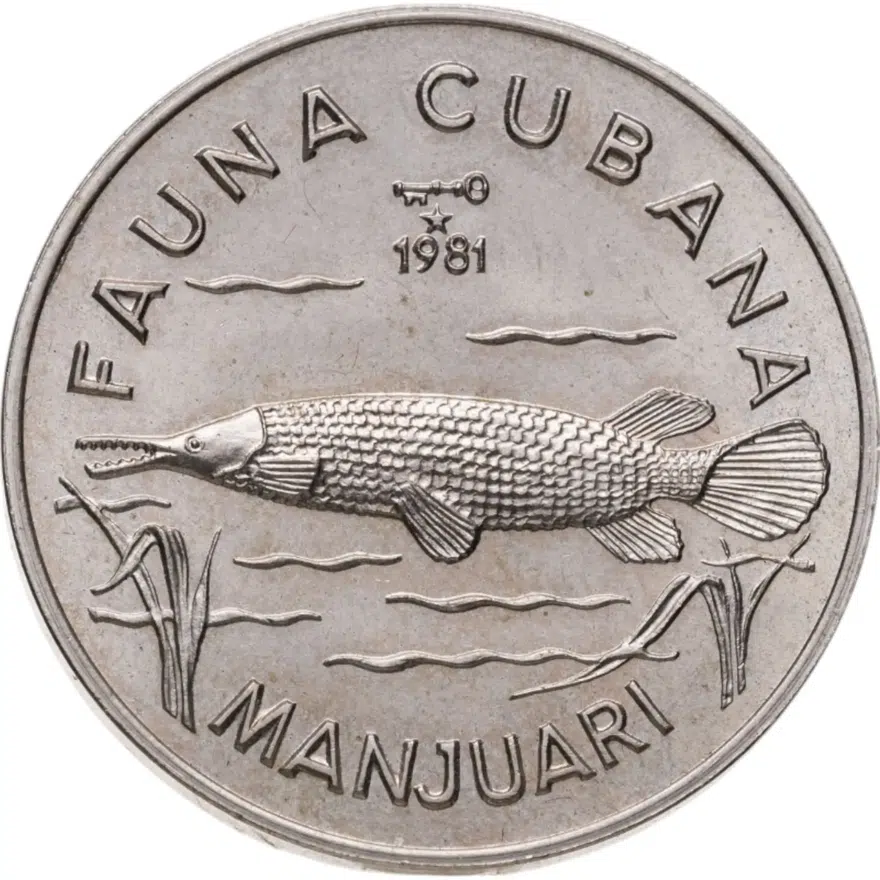 Куба 1 песо (peso) 1981 "Фауна Кубы - Гигантский сарган", аверс