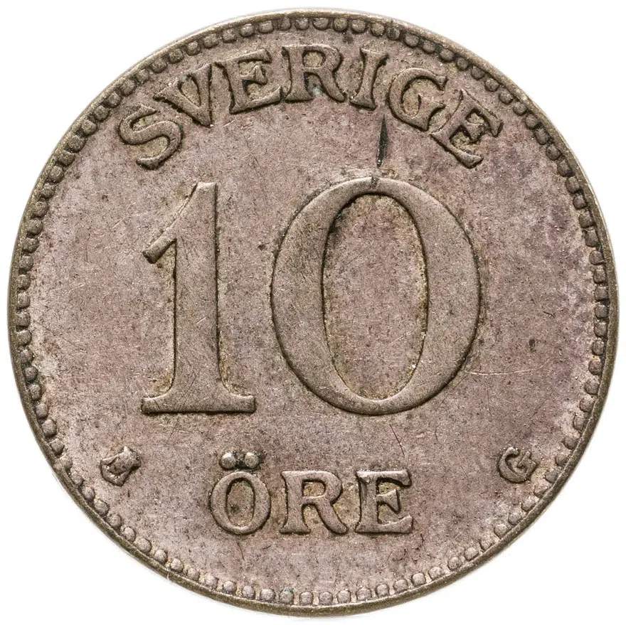 Швеция 10 эре (ore) 1936, аверс