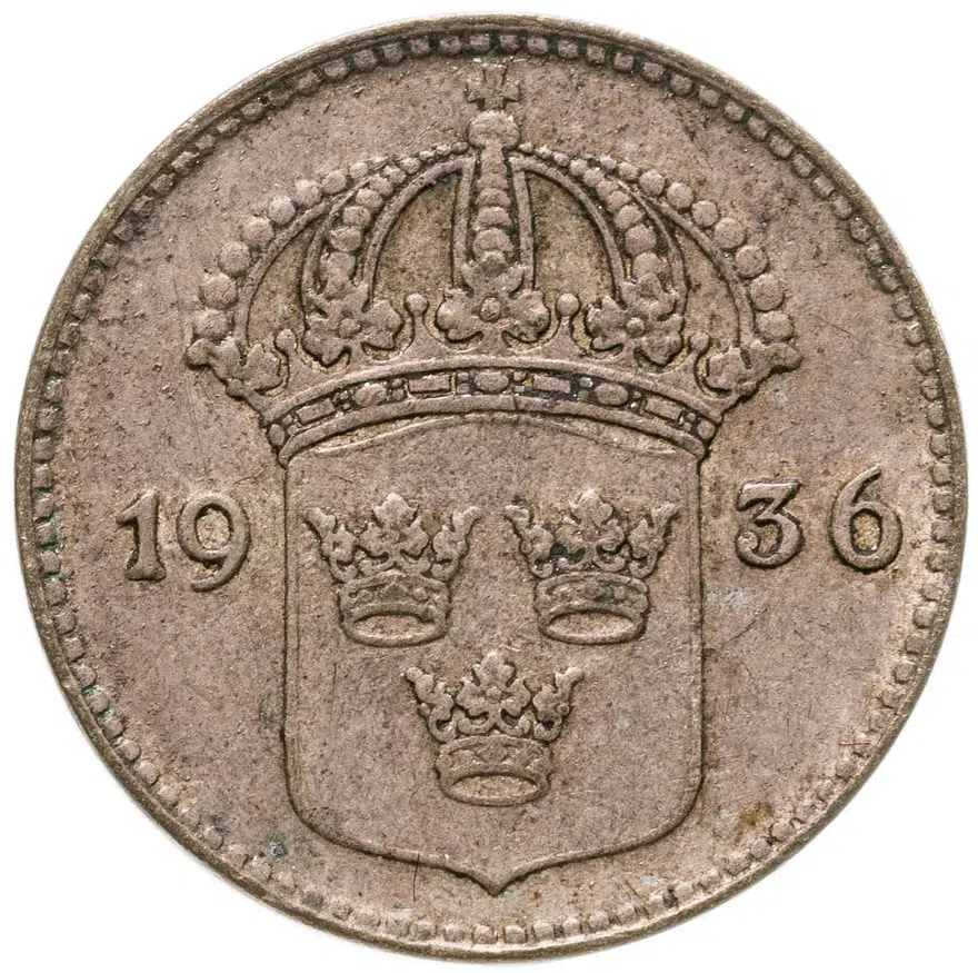 Швеция 10 эре (ore) 1936, реверс