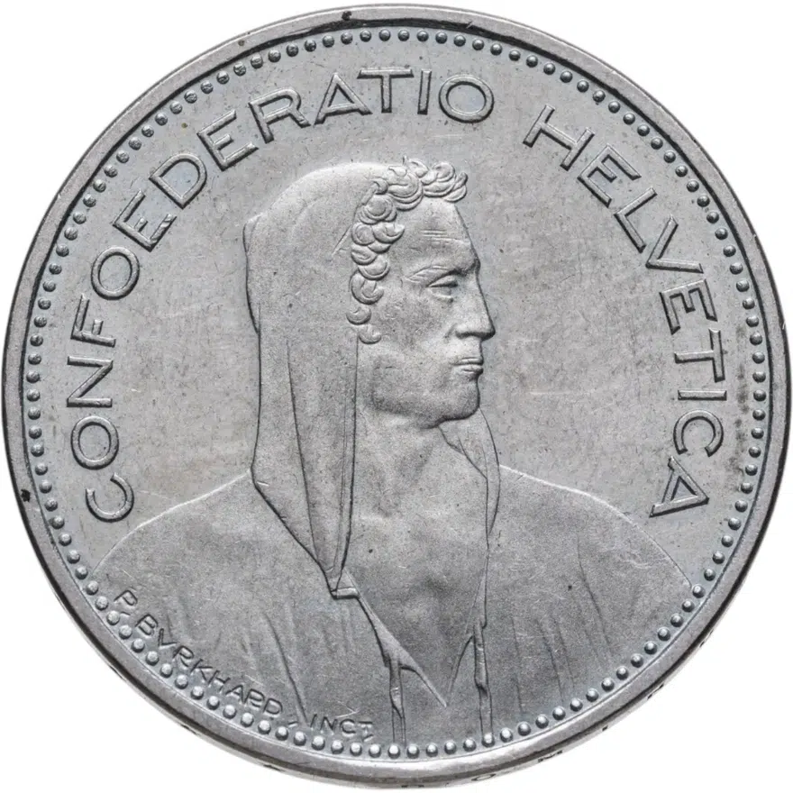 Швейцария 5 франков (francs) 1986, реверс