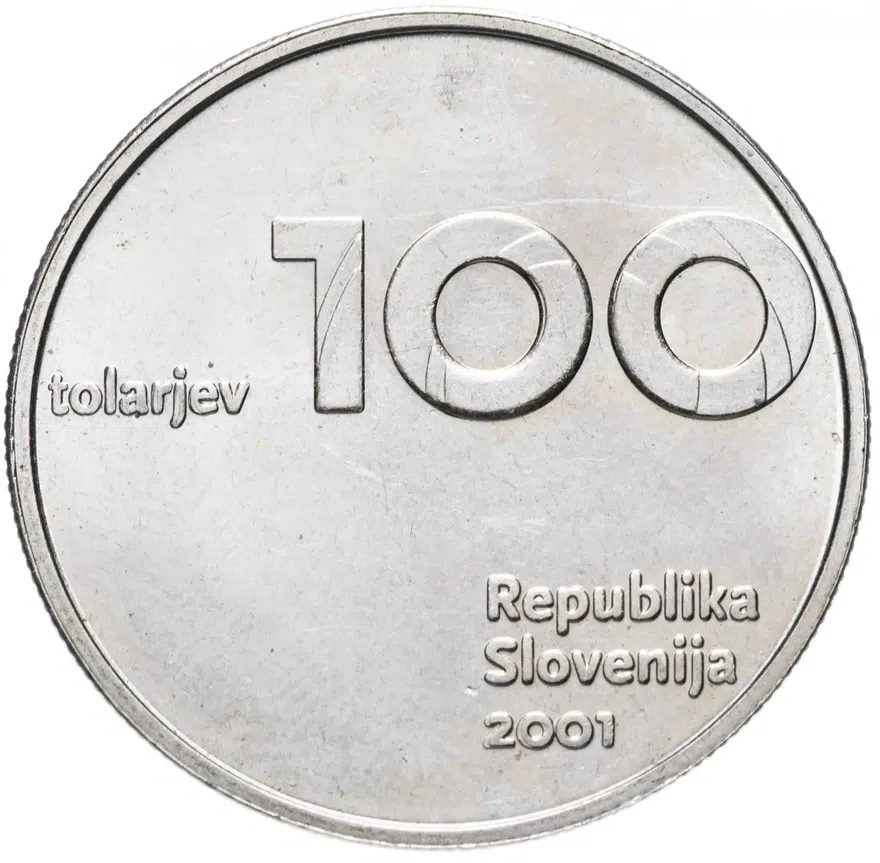 Словения 100 толаров (tolarjev) 2001 "10 лет Республике Словения и толару", реверс