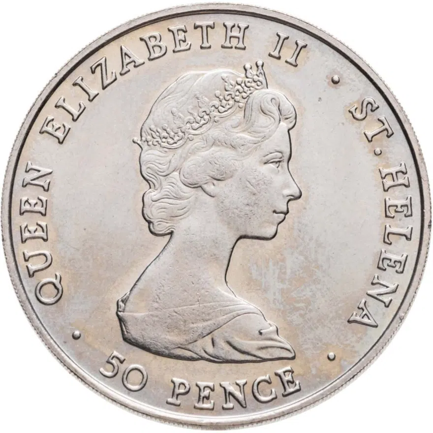 Остров Святой Елены 50 пенсов (pence) 1984 королевский визит принца Эндрю, реверс