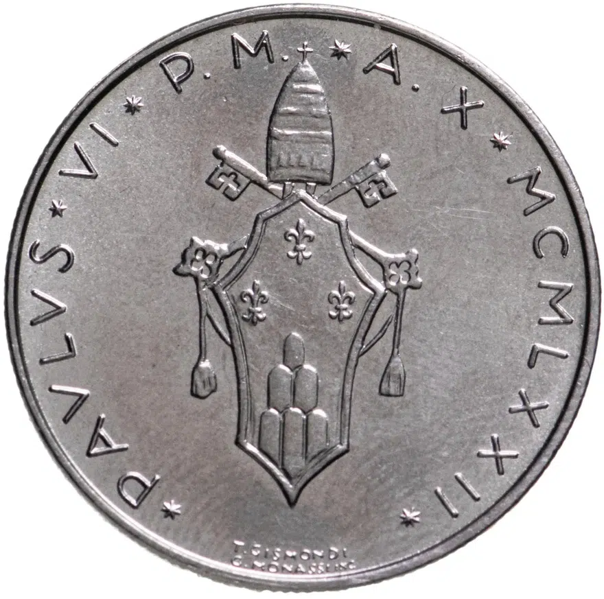 Ватикан 50 лир 1972, реверс
