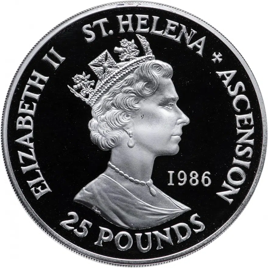 Острова Святой Елены и Вознесения 25 фунтов (pounds) 1986 "165 лет со дня смерти Наполеона", реверс