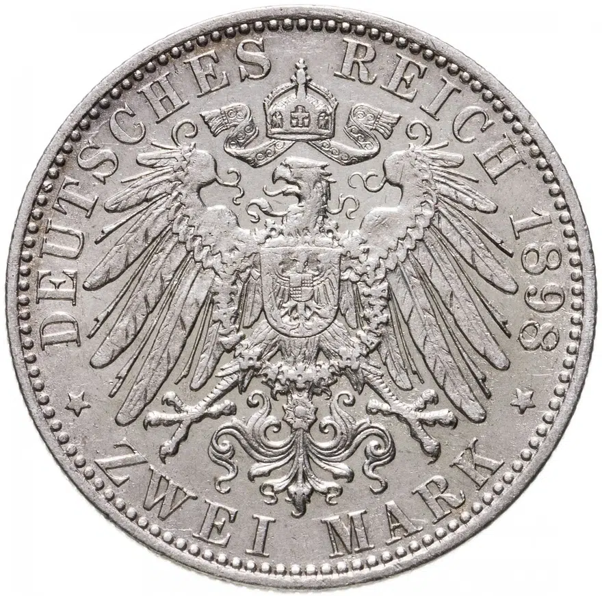 Германия (Империя) 2 марки (mark) 1898, реверс