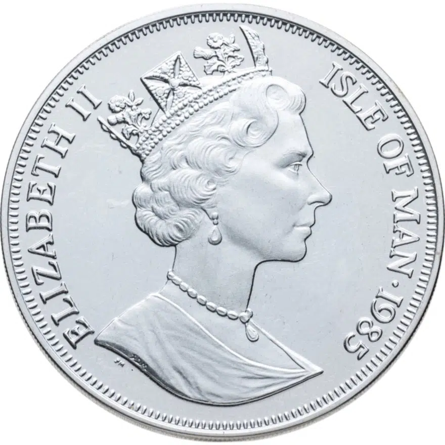 Остров Мэн 1 крона (crown) 1985 BUNC 85 лет со дня рождения Королевы Матери - новорожденная Елизавета II, реверс
