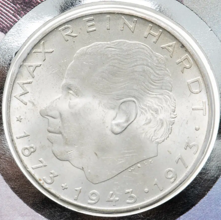 Австрия 25 шиллингов (shillings) 1973  100 лет со дня рождения Макса Рейнхардта, реверс