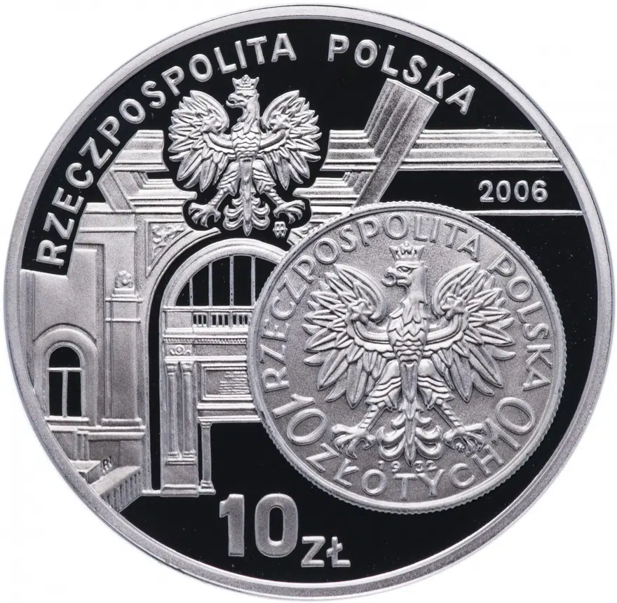 Польша 10 злотых (zlotych) 2006 "История польского злотого - 10 злотых 1932 года", реверс