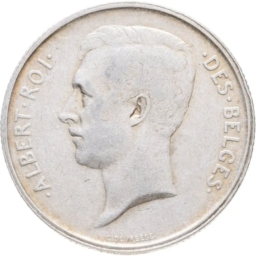 Бельгия 2 франка (francs) 1910  Надпись на французском - 'ALBERT ROI DES BELGES', реверс