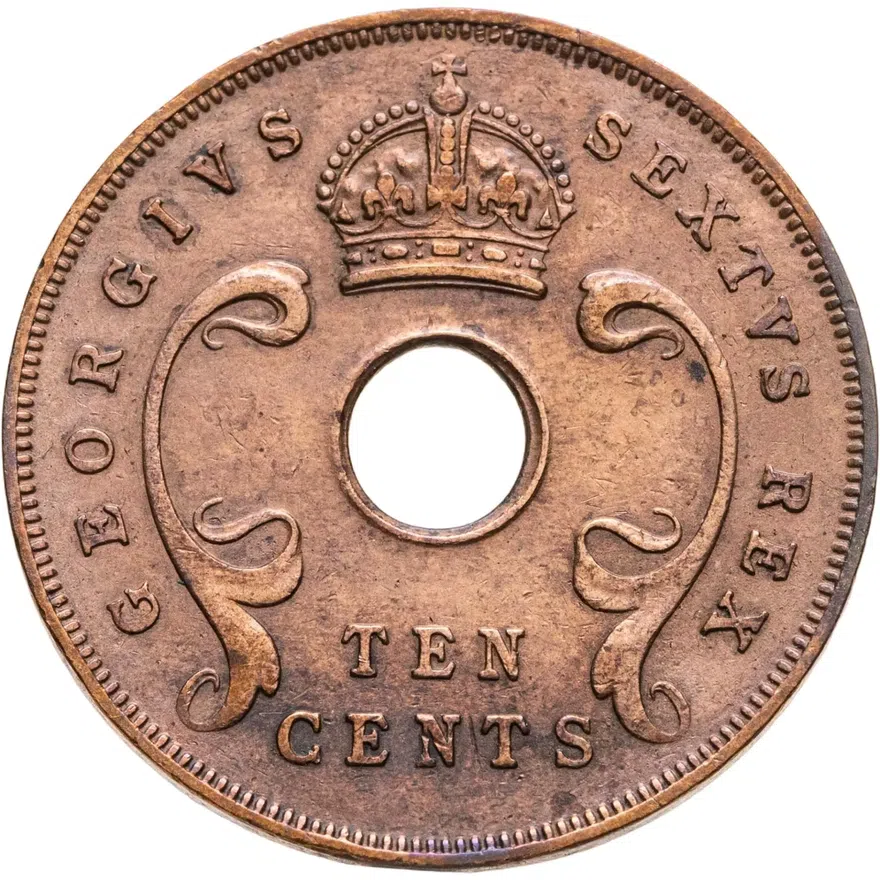 Британская Восточная Африка 10 центов (cents) 1950, реверс