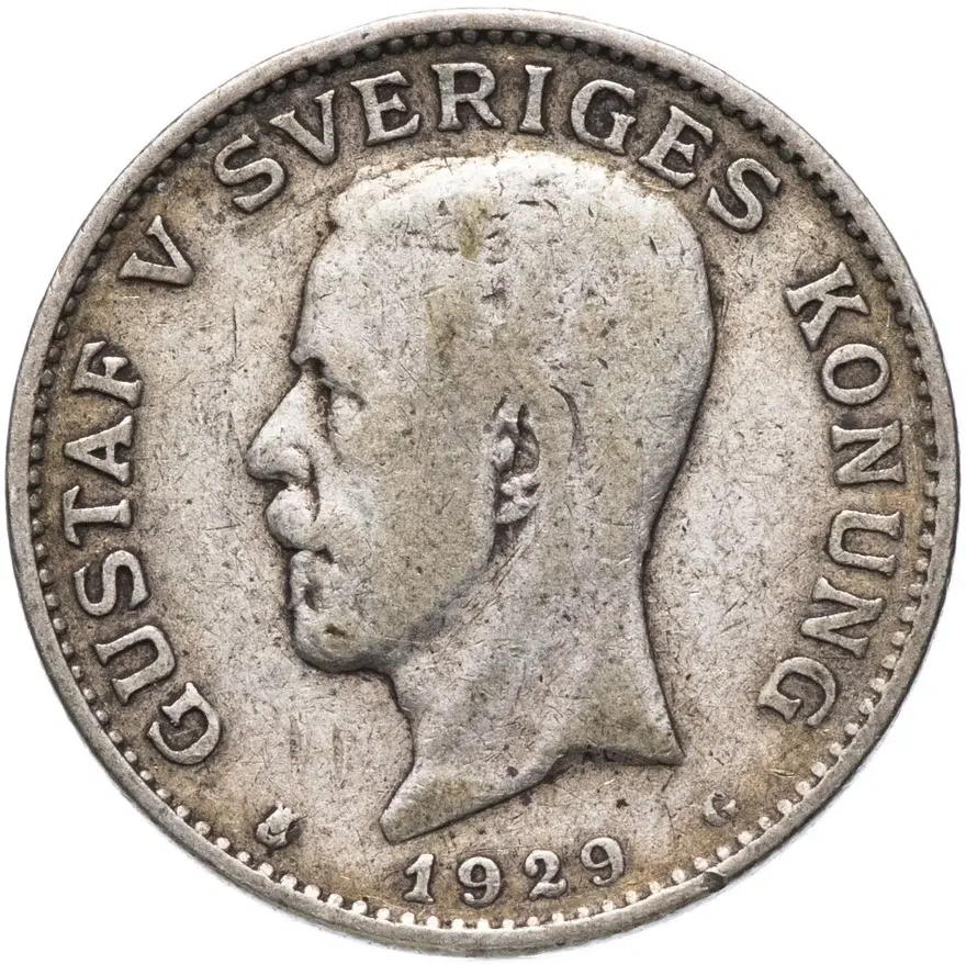 Швеция 1 крона (crown) 1929, реверс