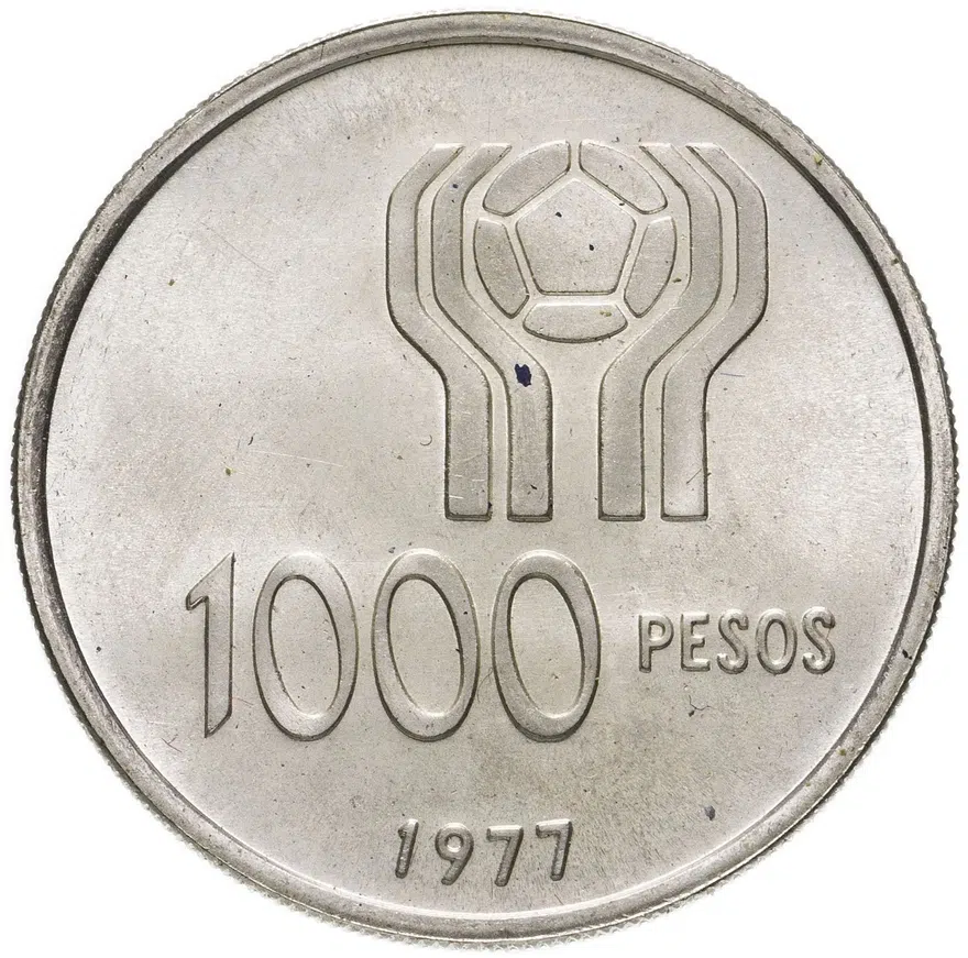 Аргентина 1000 песо (pesos) 1977 Чемпионат мира по футболу, Аргентина 1978