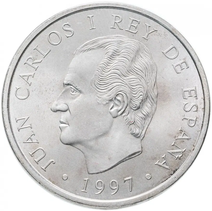 Испания 2000 песет (pesetas) 1997 450 лет со дня рождения Мигеля Сервантеса, реверс