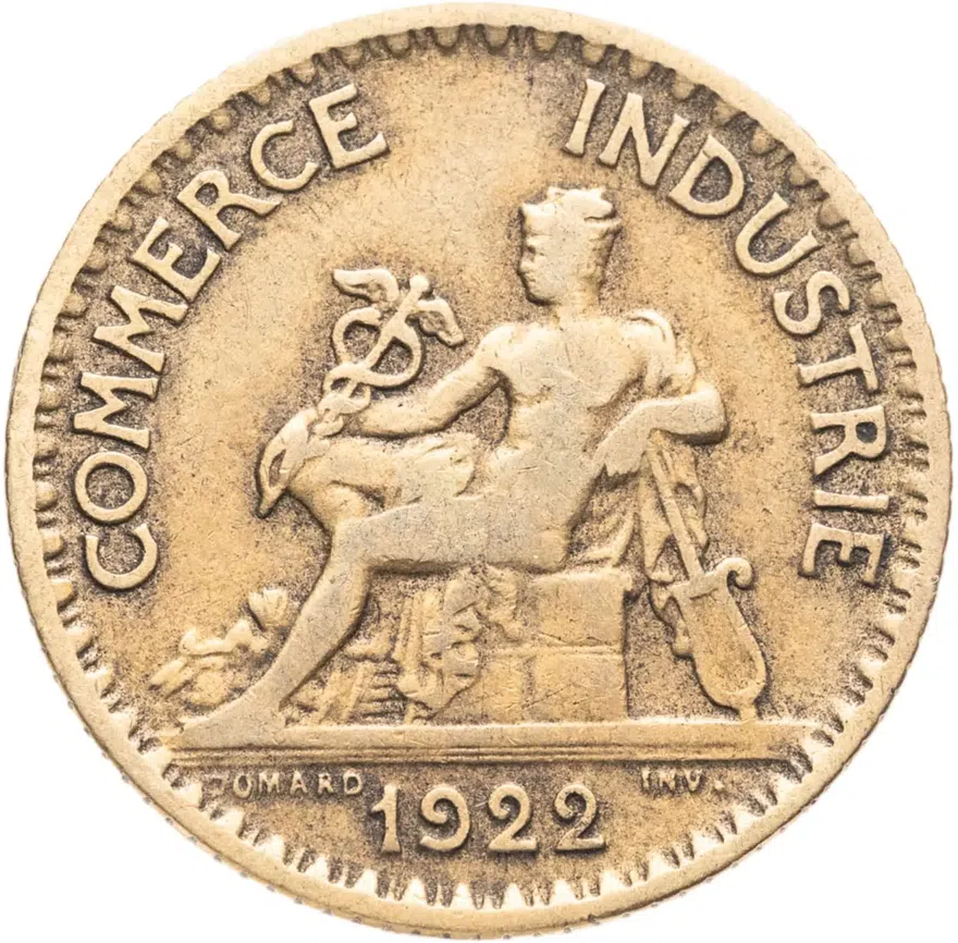 Франция 1 франк (franc) 1922, аверс