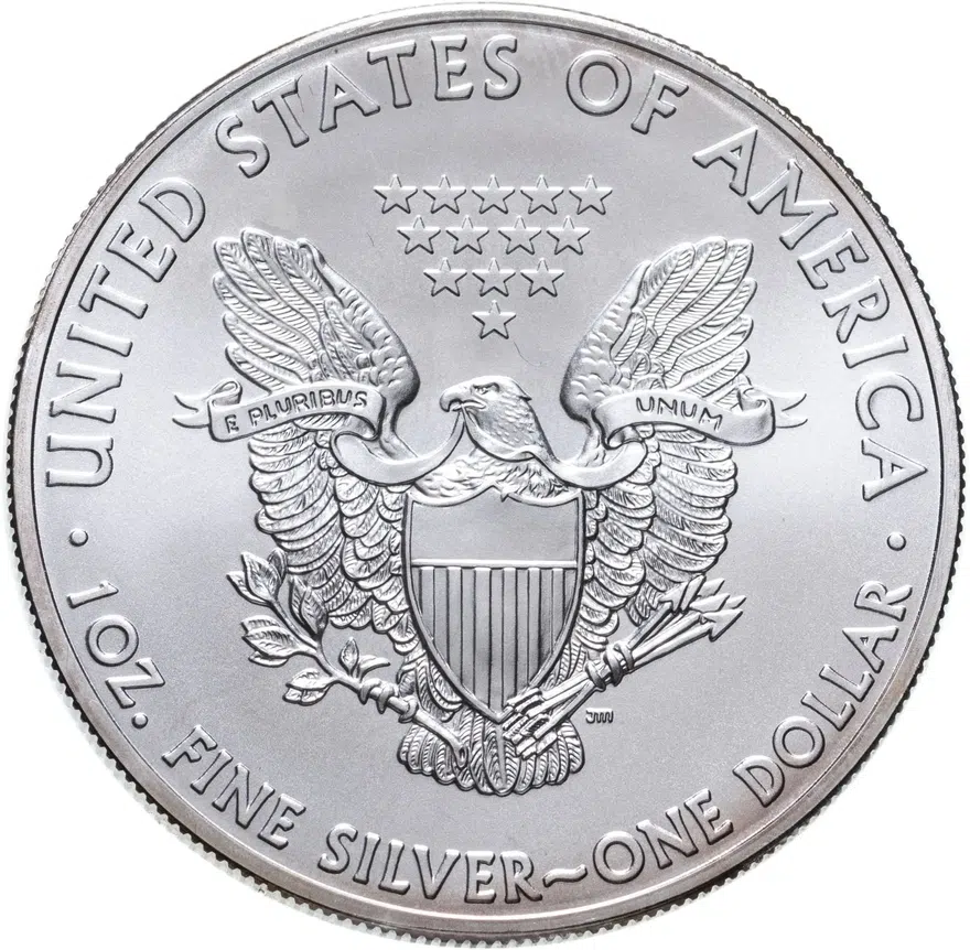 США 1 доллар (dollar) 2014  Американский серебряный орёл Без отметки монетного двора, реверс
