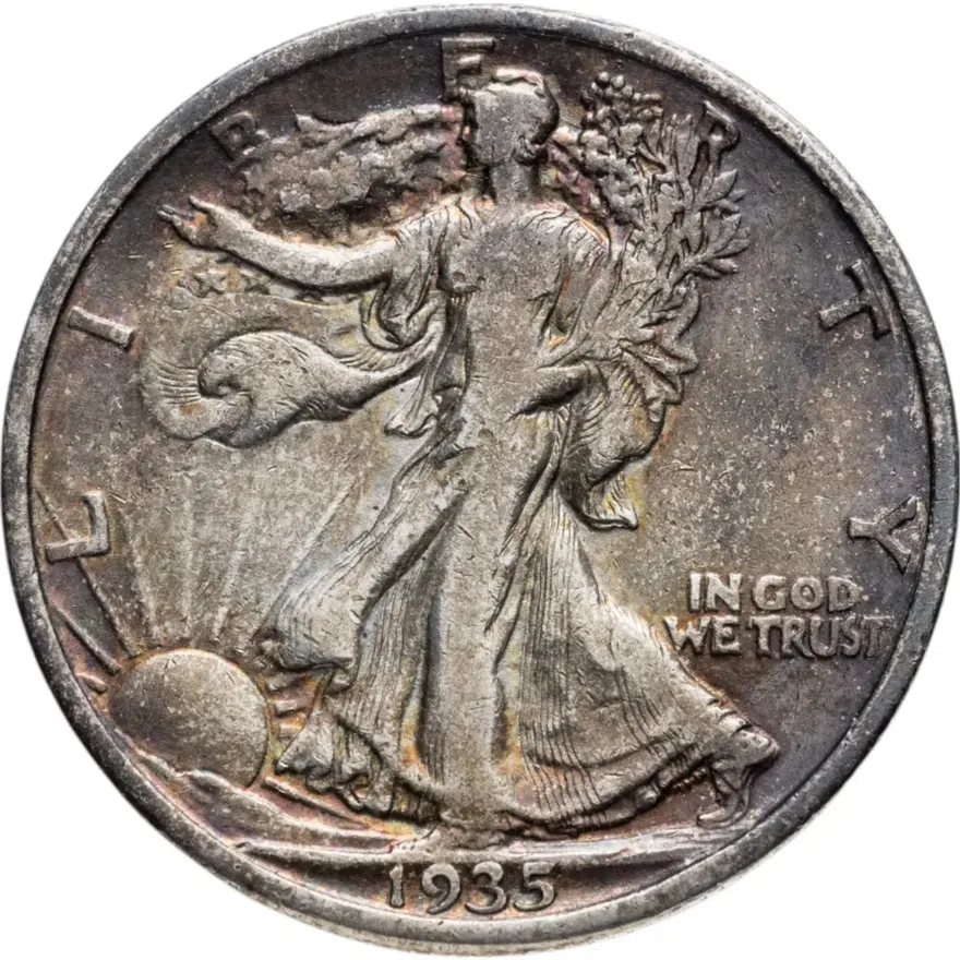 США 50 центов (1/2 доллара, half dollar) 1935   Шагающая свобода, аверс