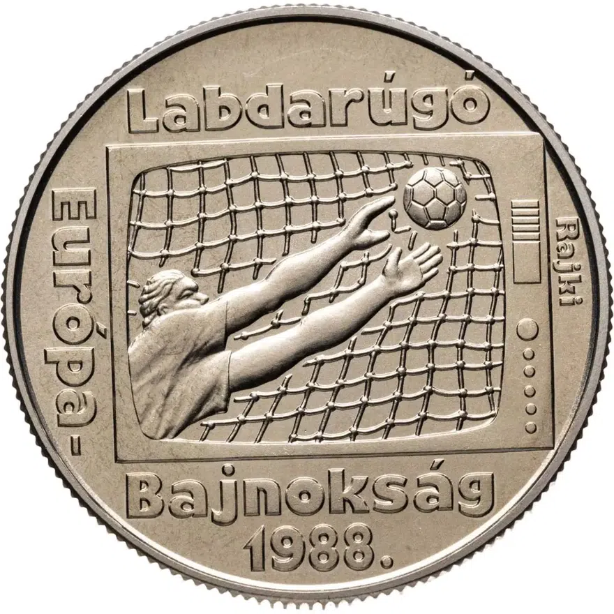 Венгрия 100 форинтов (forint) 1988  Чемпионат Европы по футболу 1988, реверс