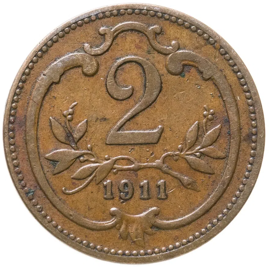 Австрия 2 геллера (heller) 1911