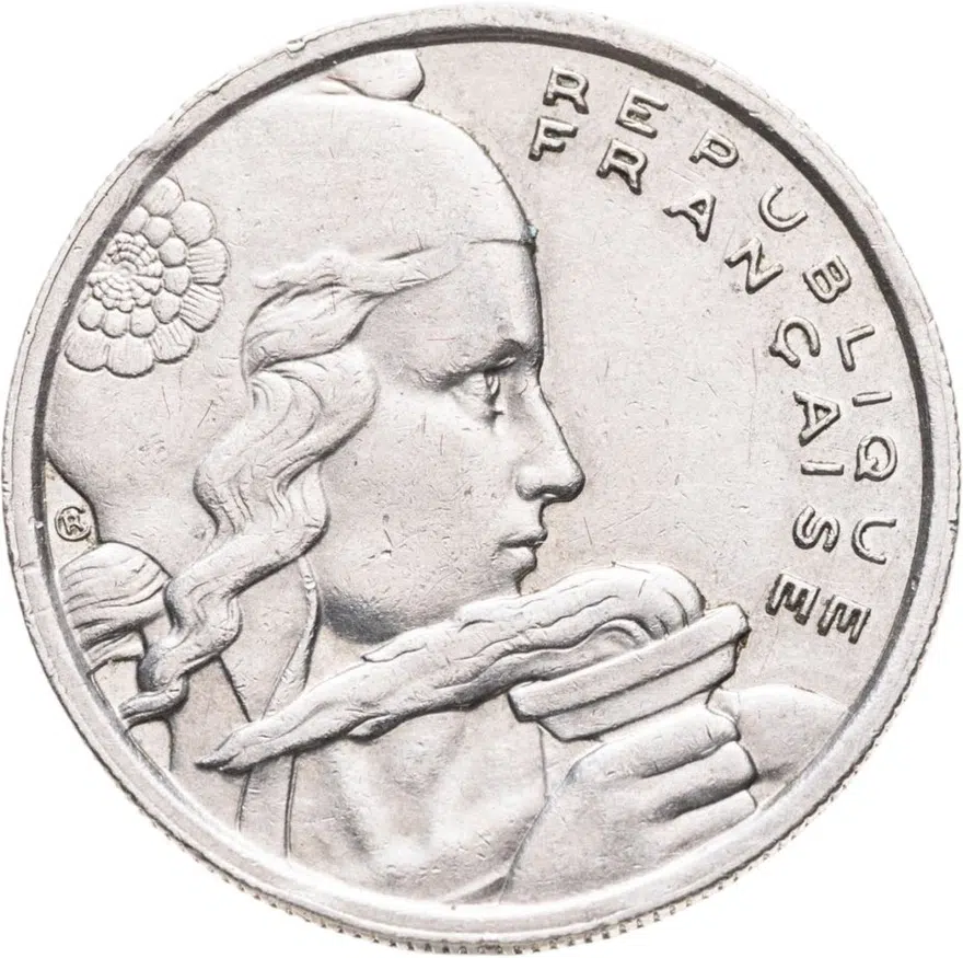 Франция 100 франков (francs) 1957   Без отметки монетного двора "B"