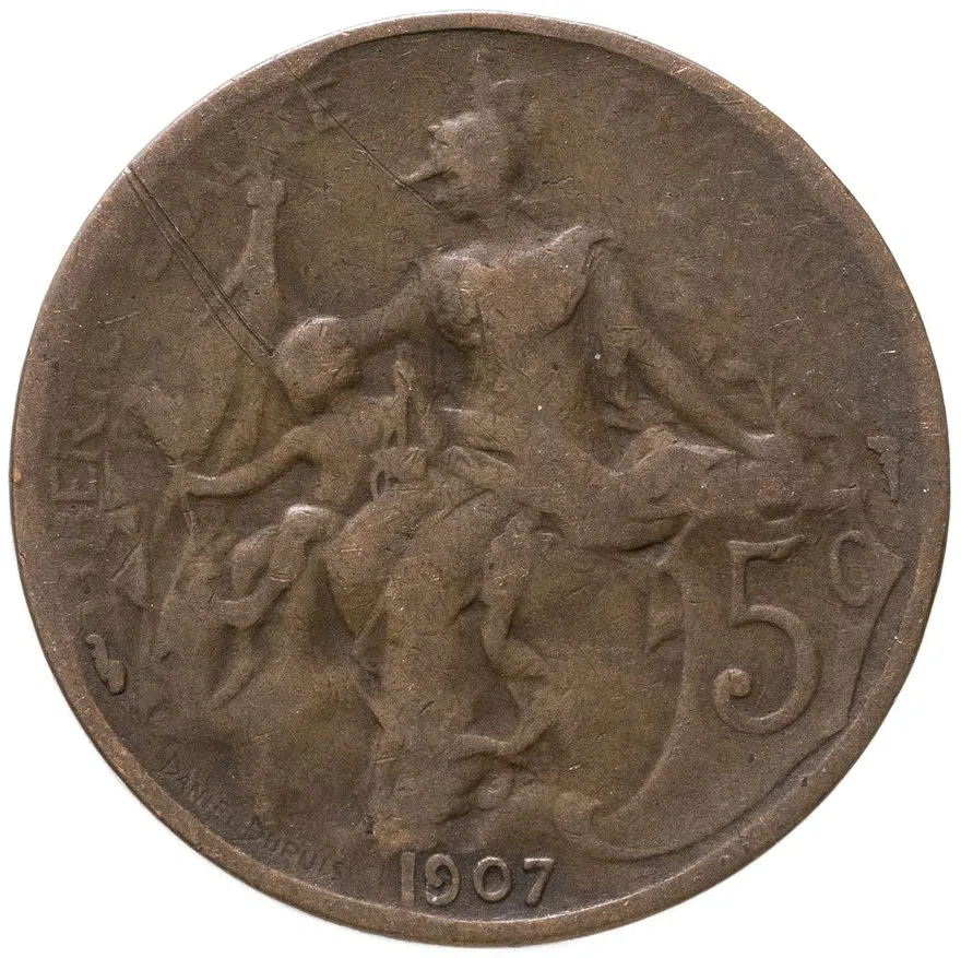 Франция 5 сантимов 1907, аверс