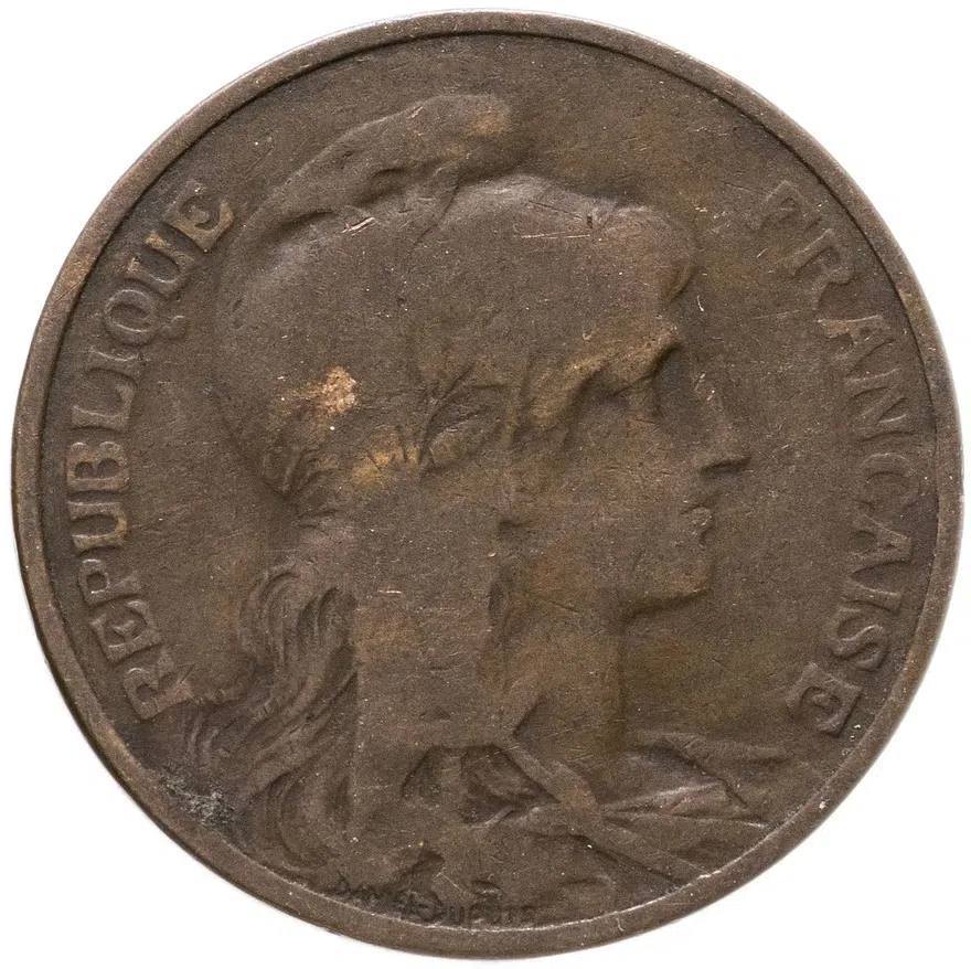 Франция 5 сантимов 1907, реверс