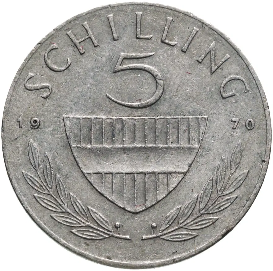 Австрия 5 шиллингов (shillings) 1970