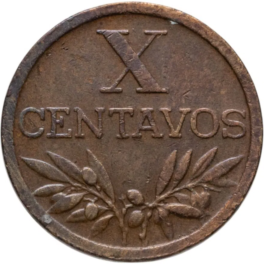 Португалия 10 сентаво (centavos) 1953, аверс