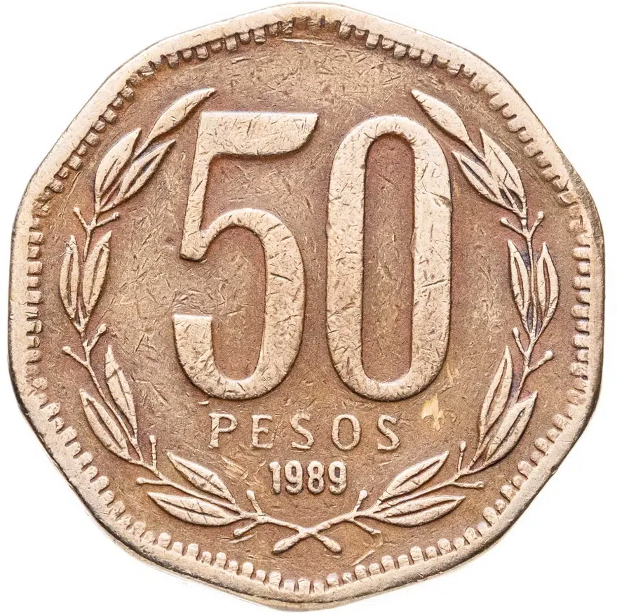 Чили 50 песо (pesos) 1989, реверс