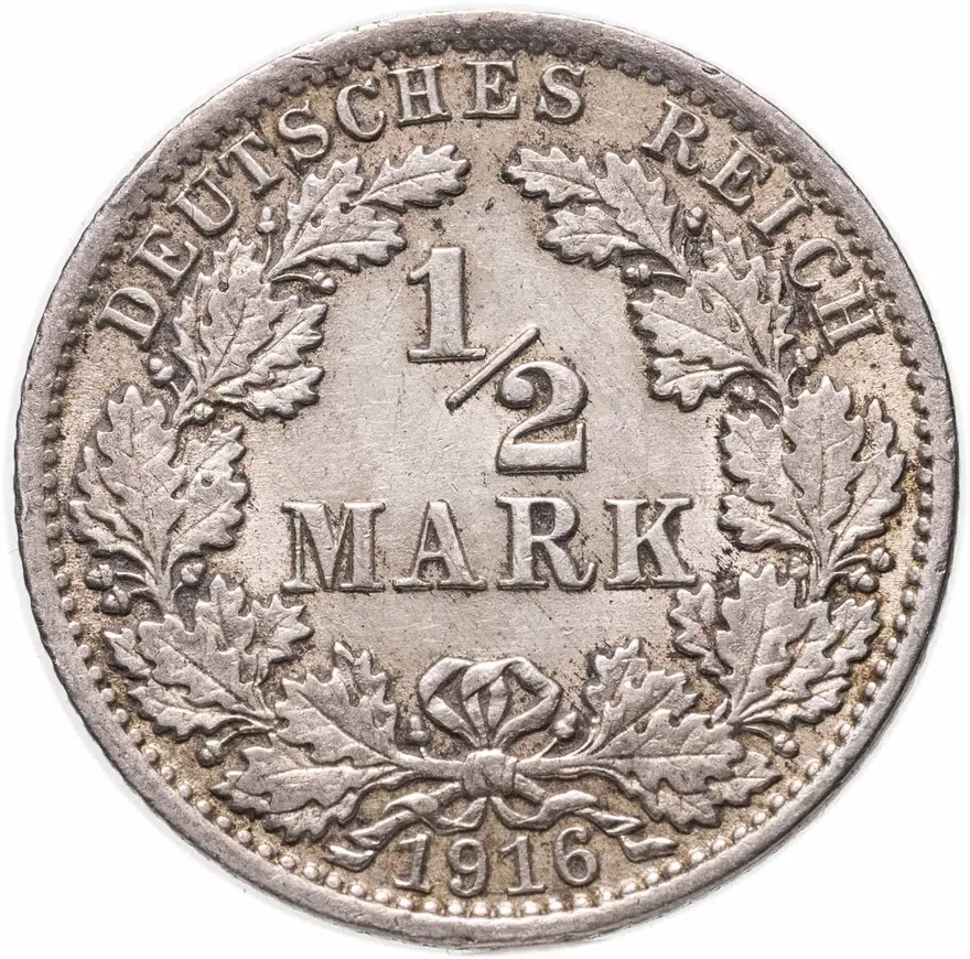 Германия 1/2 рейх марки 1916 A