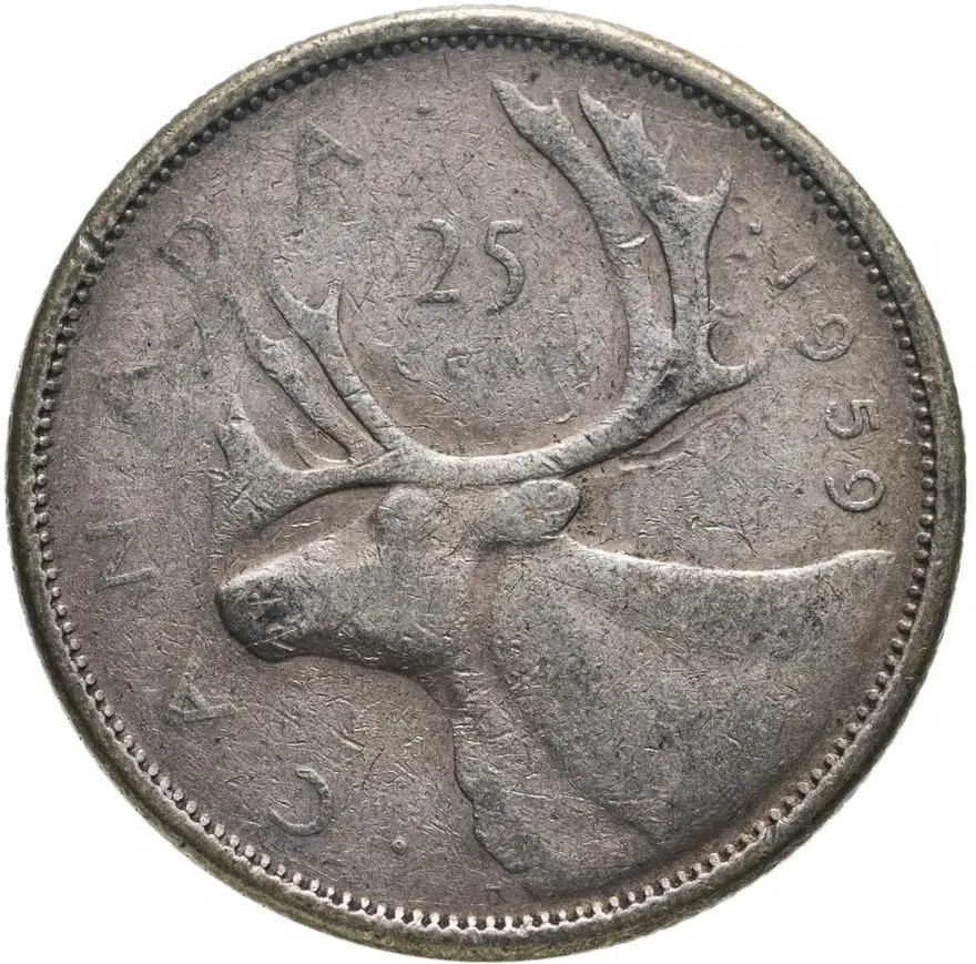 Канада 25 центов (квотер, cents) 1959, реверс