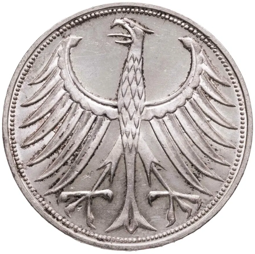 Германия 5 марок 1973 F знак монетного двора: "F" - Штутгарт