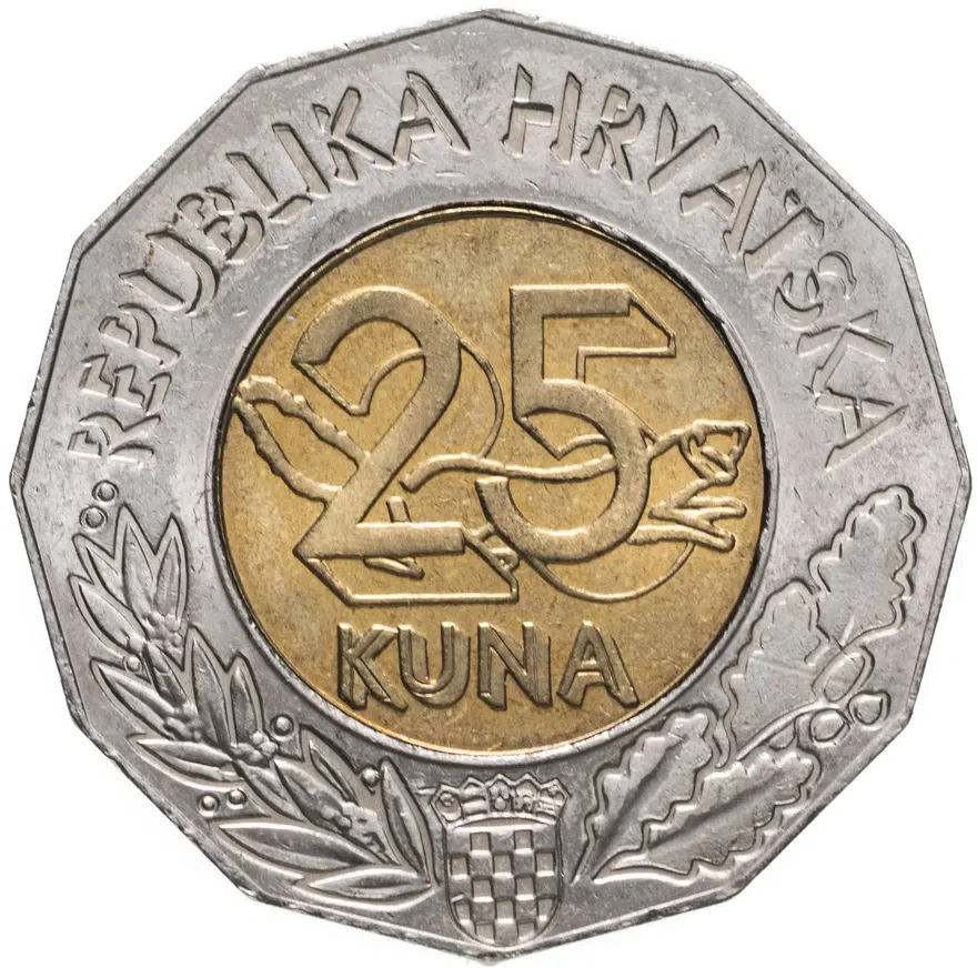 Хорватия 25 кун (kuna) 2002  10 лет Международному признанию Республики Хорватия, реверс