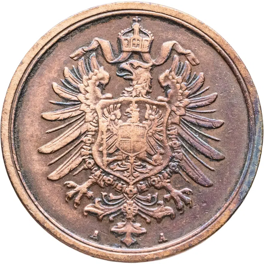 Германия (Германская империя) 2 пфеннига (pfennig) 1876 A, реверс
