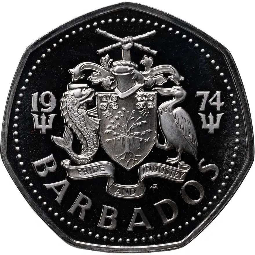 Барбадос 1 доллар (dollar) 1974, реверс