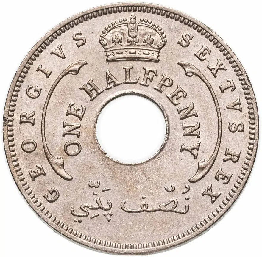 Британская Западная Африка 1/2 пенни (penny) 1951, реверс