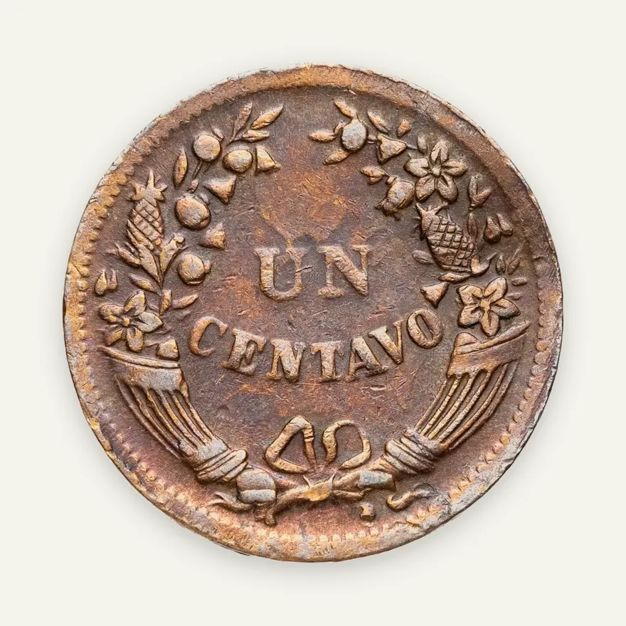 Перу 1 сентаво (centavo) 1942 Изогнутый номинал, реверс
