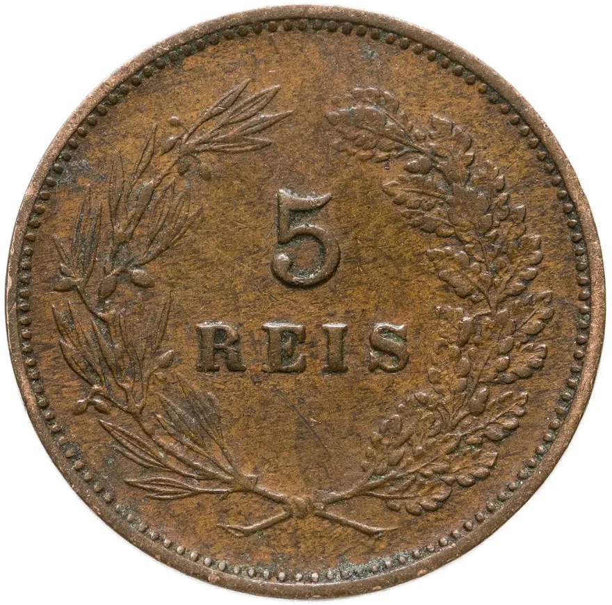 Португалия 5 рейс (reis) 1906, реверс