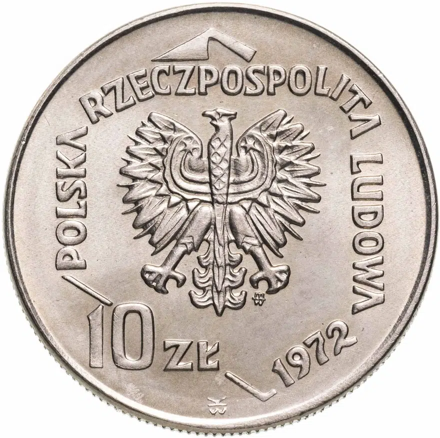 Польша 10 злотых (zlotych) 1972  50 лет порту в Гдыне, реверс